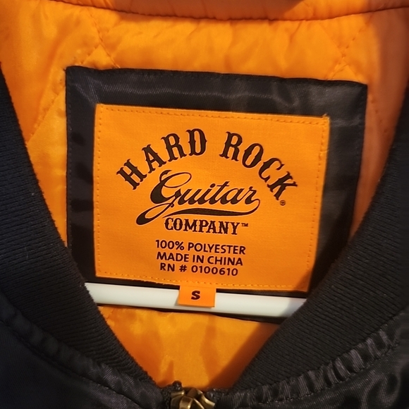 Hard Rock Hotel Riviera Maya Bomber Jacket Blue Zip Up Polyester Mens Small - Picture 3 of 12